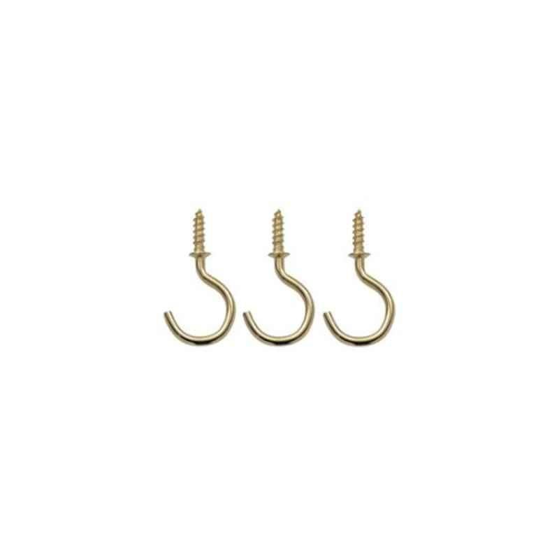 1.25 inch Gold Brass Hooks (Pack of 3)