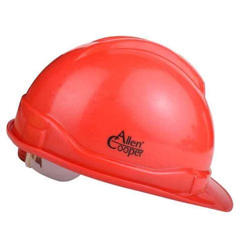 Allen Cooper Red Polymer Ratchet Type Safety Helmet with Chin Strap, SH721-R (Pack of 10)