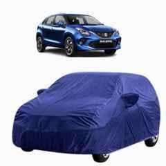 Aarex Auto Polyester Blue 100% Waterproof Car Body Cover with Mirror Pocket, Inner Cotton Triple Stitched & Adjustable Belt Bottom Elastic for Maruti Suzuki Baleno, BL-Blue