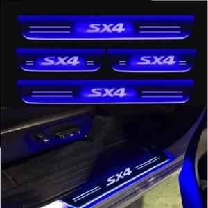 SureStrive 4 Pcs Acrylic Car Side Footstep Set with Blue LED Door Sill Scuff Plate for Maruti Suzuki SX4 Type-2 Model