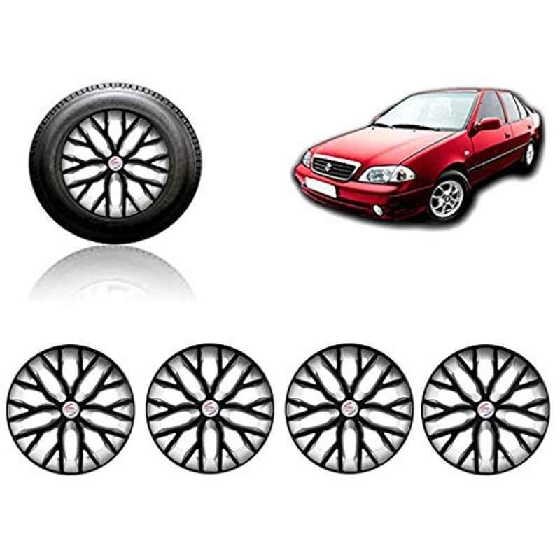 Auto Pearl 4 Pcs 13 inch ABS Black &a; Silver Press Type Fitting Car Wheel Cover Set for Maruti Esteem-picture-20