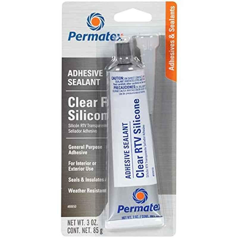 Permatex 3Oz Clear RTV Silicone Adhesive Sealant, 80050