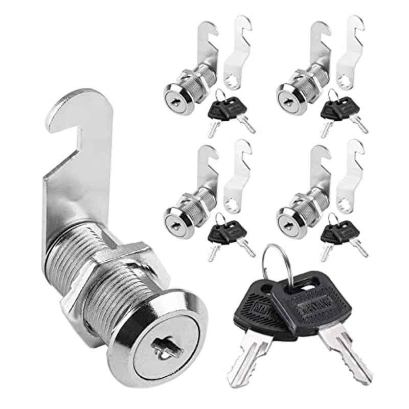 5Pcs 30mm Zinc Alloy Silver Drawer Lock with Extra Plate Set