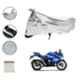 Riderscart Polyester Silver Waterproof Two Wheeler Body Cover with Storage Bag for Suzuki Gixxer SF
