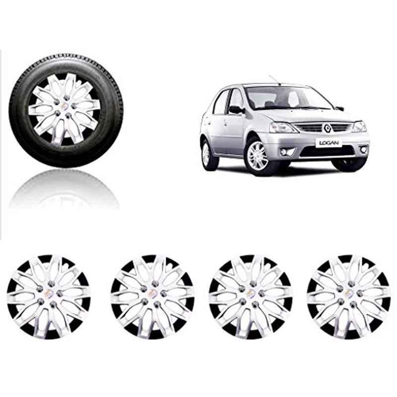 Auto Pearl 4 Pcs 14 inch ABS Silver & Black Car Wheel Cover Set Mahindra Logan