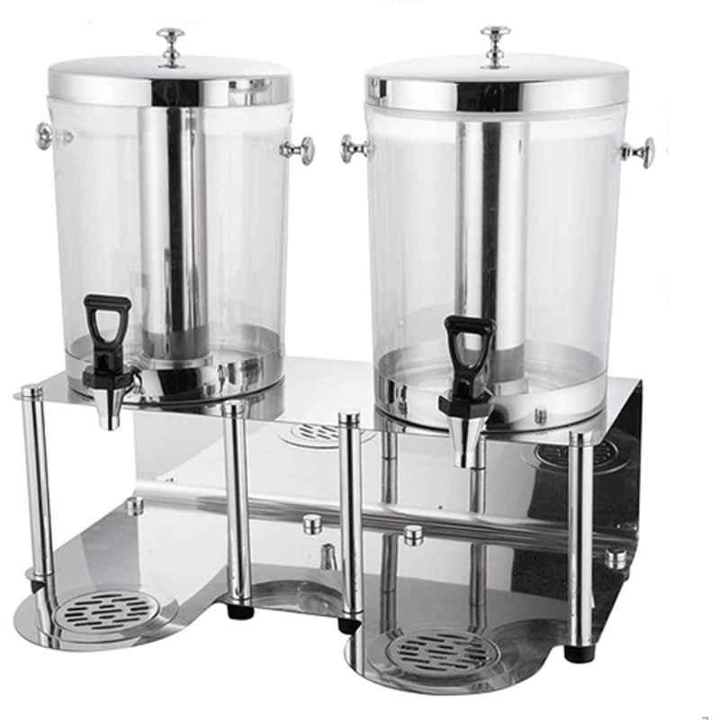 Khushi Udyog 16 Litre Polycarbonate Silver Chrome Single Beverage Juice Dispenser with Stand