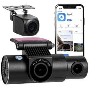 AllExtreme X13 2K 3 Channel 2560x1440p Black Dash Cam with Inside HD Loop Video Recording & 128 GB SD Card Night Vision