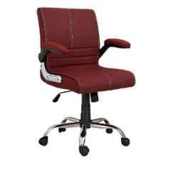 Newturn Maxson Leather Dark Brown Medium Back Ergonomic Revolving Chair