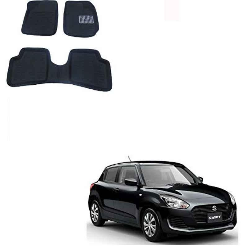 Kozdiko 3 Pcs 4D Black Car Foot Mat Set for Maruti Swift, koz_24740