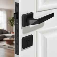 Plantex Main Door Lock Set/Door Handle Lock/Mortise Door Lock for Home with 3 Years of Warranty 7129, Z-Black