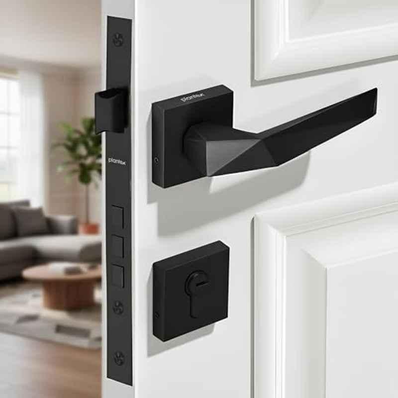 Plantex Main Door Lock Set/Door Handle Lock/Mortise Door Lock for Home with 3 Years of Warranty 7129, Z-Black