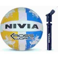 Nivia Kross World Volleyball (Multicolour) Size 4 with Ball Pump Volleyball, Size: 4 (Standard Multicolour)