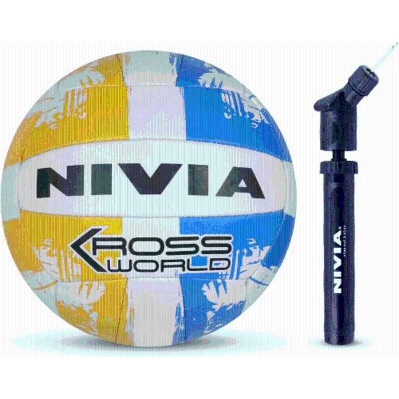 Nivia Kross World Volleyball (Multicolour) Size 4 with Ball Pump Volleyball, Size: 4 (Standard Multicolour)
