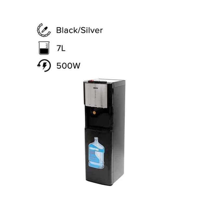Geepas 7L 500W Plastic Black & Silver Hot & Cold Water Dispenser, GWD17021