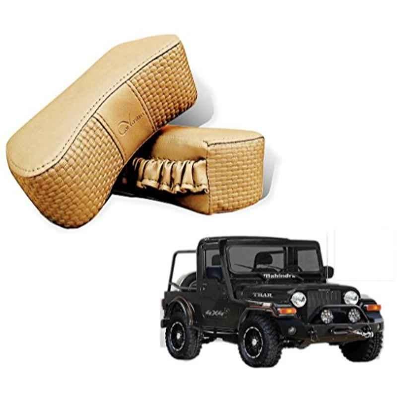 Kozdiko 2 Pcs Memory Foam Beige Neck Rest Cushion Pillow Set for Mahindra Thar, Koz-5110