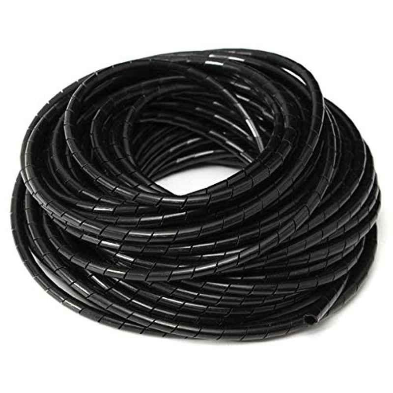 UHcom 10mm 10m Polyethylene Black Spiral Wire Wrap Tube