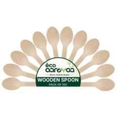 Eco Aaroyaa 140 mm Wooden Disposable Spoon (Pack of 100)