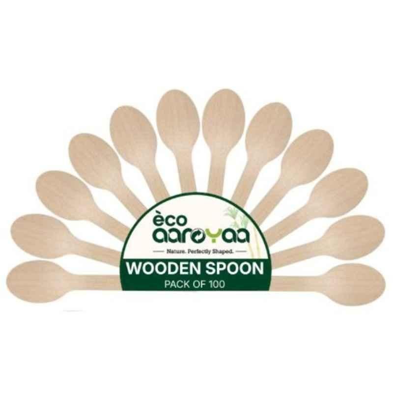 Eco Aaroyaa 140 mm Wooden Disposable Spoon (Pack of 100)