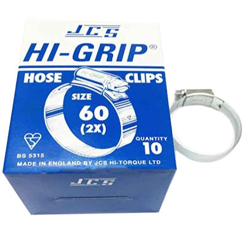 JCS HI-Grip 60mm Zinc Plated Hose Clips (Pack of 10)