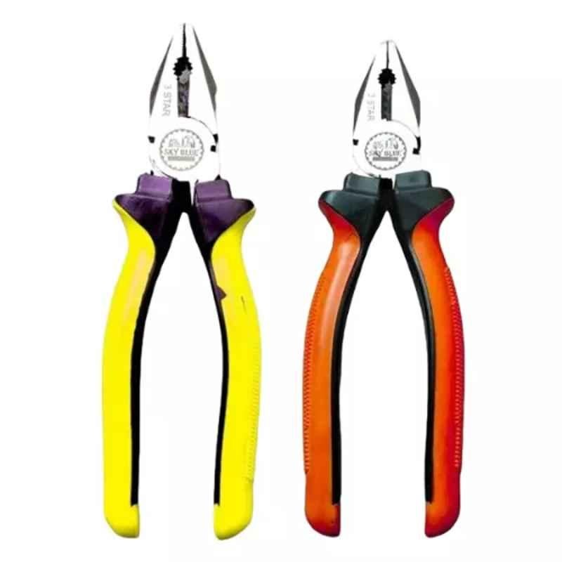 Sky Blue 2 Pcs 8 inch Multicolour 2 Cutting Wire False Piece Lineman Plier Combo, SBE348