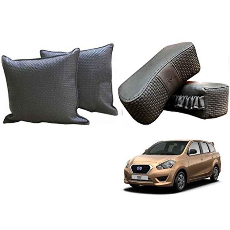 Kozdiko One Pair Grey Neck Rest & One Pair Cushion Combo for Datsun Go+