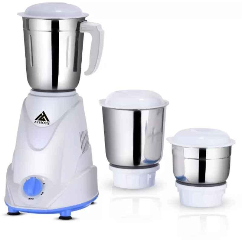 Athots Foster 550W ABS Sky Blue & White Copper Motor Mixer Grinder with 3 Jars