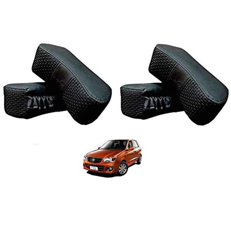 Kozdiko 4 Pcs CV Designer Black Leatherite Neck Rest Car Cushion Pillow Set for Maruti Suzuki Alto K10