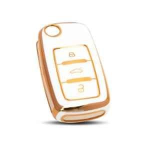 Flymaster Thermoplastic Polyurethane White TPU Car Key Cover, WHITE-TPURKE-32