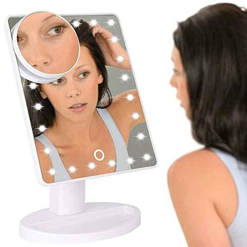 Rubik 10X White Lighted Makeup Mirror with 24 LED Light, R24LMWH-01