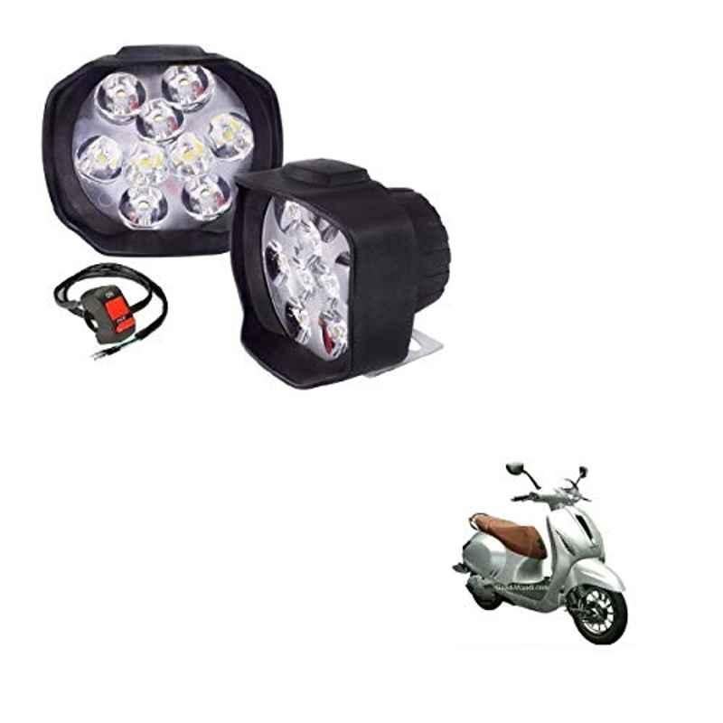 Kozdiko 2 Pcs Sheen 9 LED 6000k Cree LED Transformer Bumble Bee Style LED Fog Light Set for Bajaj Chetak