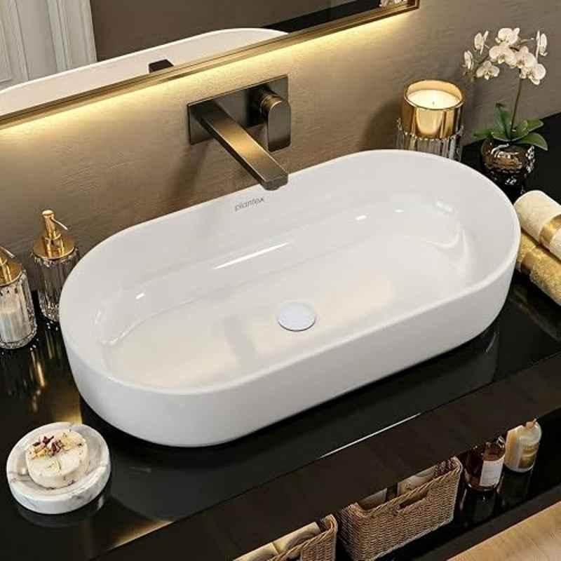 Plantex 28x14x6 inch Platinum Ceramic Wash Basin/Basin for Bathroom/Tabletop Wash Basin/Bathroom Basin with 10 Years Warranty