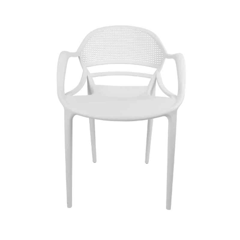 Diya Sunset White Solid Back Plastic Chair with Arm