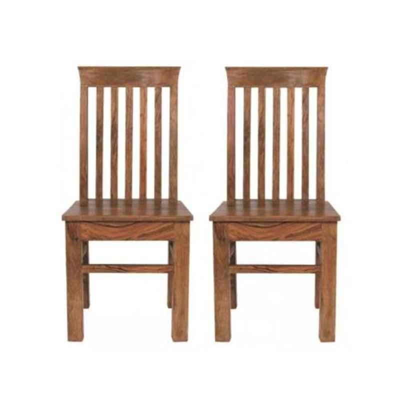 Angel Furniture 2 Pcs 39x18x18 inch Honey Finish Wood Sitting Chair Set, AC-19
