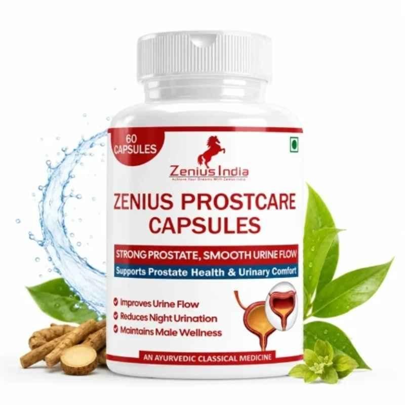 Zenius India 60 Pcs Prostcare Capsule with Kounch Beej, Neem, Tulsi, Shilajit, Nagarmotha, Punarnava & Gokshura for Improves Urine Flow & Reduces Night Urination