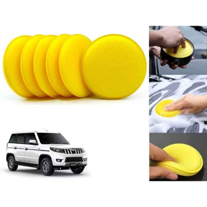 Auto Pearl Polyurethane Beige Washing & Waxing Polish Foam Sponge for Bolero Neo 2021 (Pack of 6)