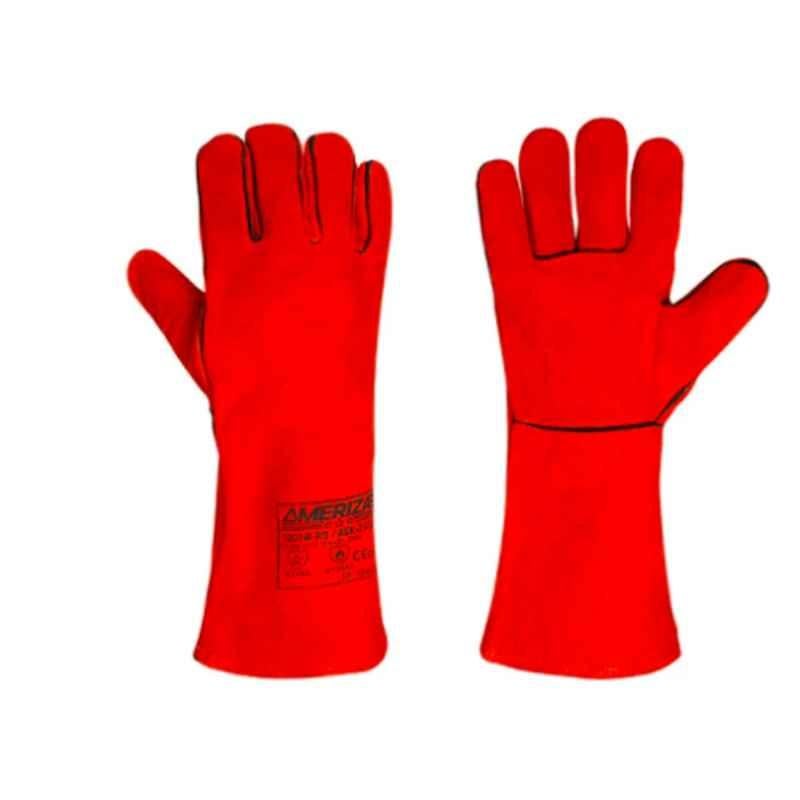 Ameriza E202281221 Leather Red Safety Gloves, Size: 16 inch