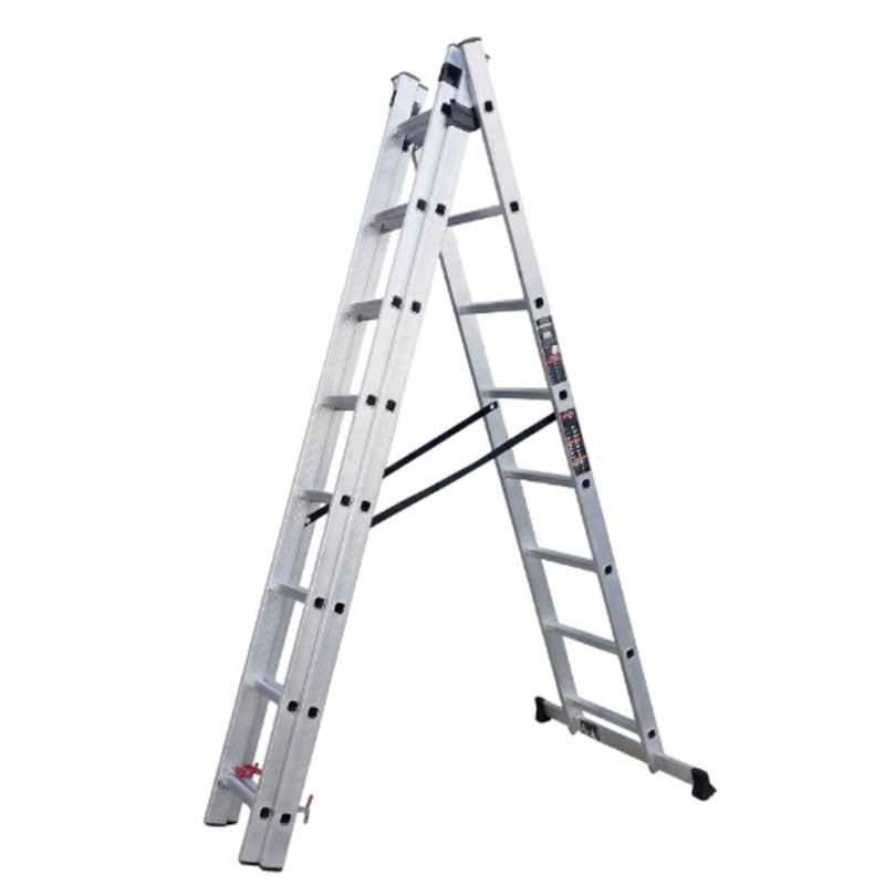 EMAC 8 Step Aluminium Silver Anti Slip Folding Combination Ladder, E3CL-8