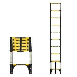 Corvids 11 Step 10.5 ft Iron & Carbon Steel Foldable Extension Telescopic Ladder, CCLT-032IR