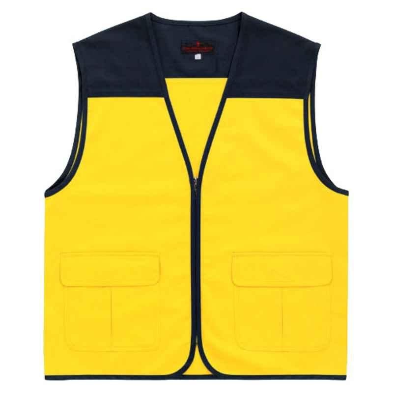 Superb Uniforms Cotton Navy & Yellow Safety Jacket, SUWVJ/NY/01, Size: L