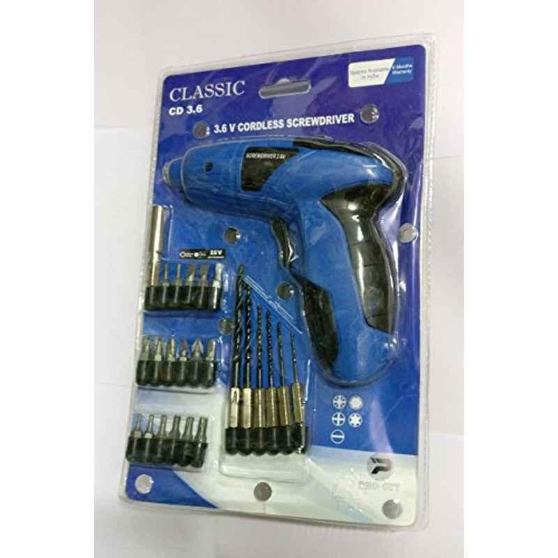 Krost Plastic Mini 36V Cordless Drill Machine/Screwdriver Machine (Blue, 25 Piece)