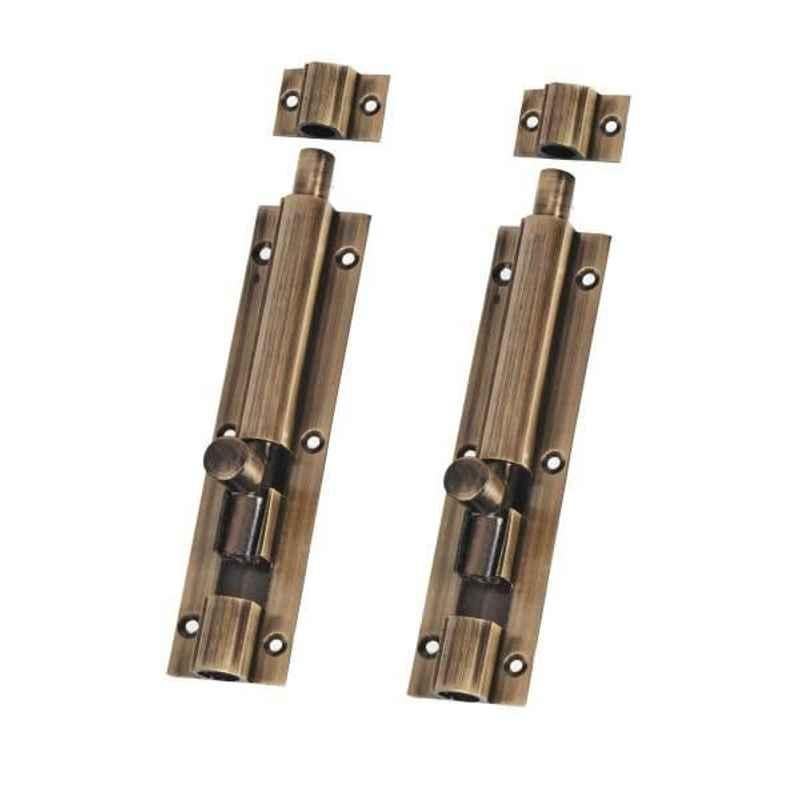 Smart Shophar 10 inch Brass Antique Plain Tower Bolt, SHA10TW-PLAN-AN10-P2 (Pack of 2)