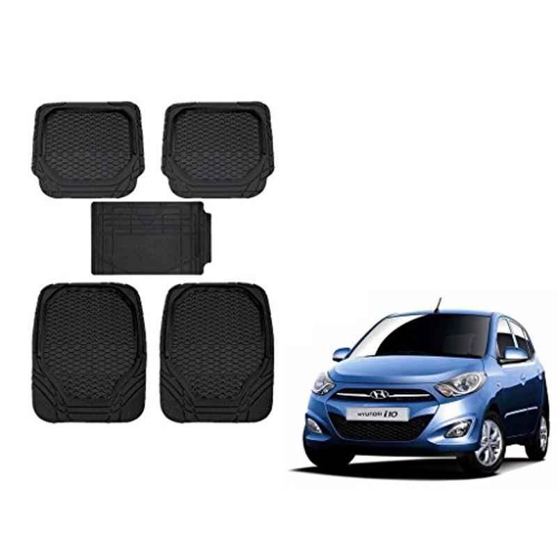 Kozdiko 8855TW 5 Pcs Rubber Black Rubber Car Mat Set for Hyundai i10