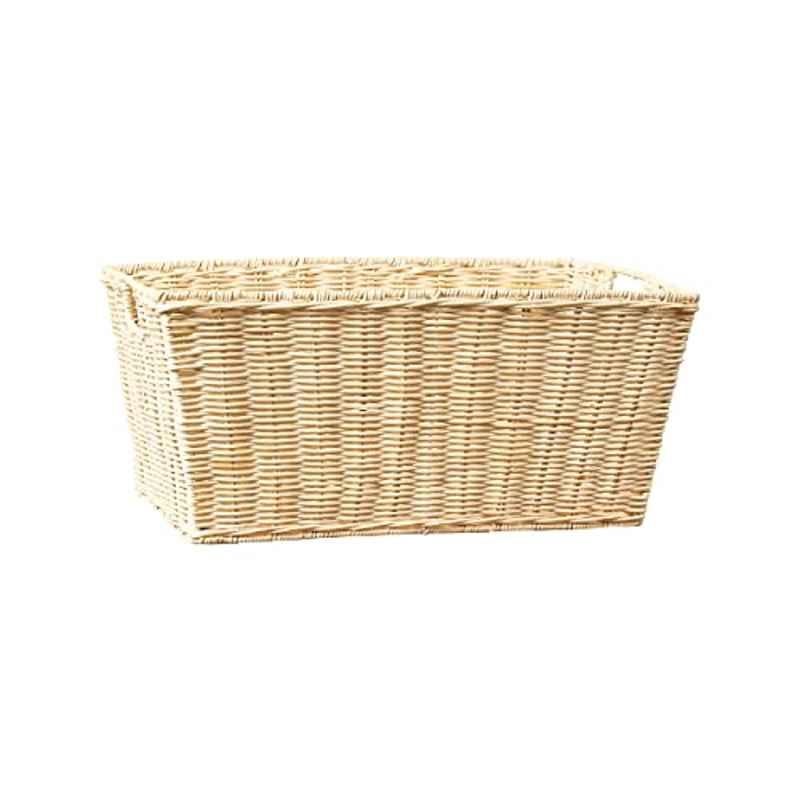 Homesmiths 44x30x20cm  Rattan White Tray, Size: Large