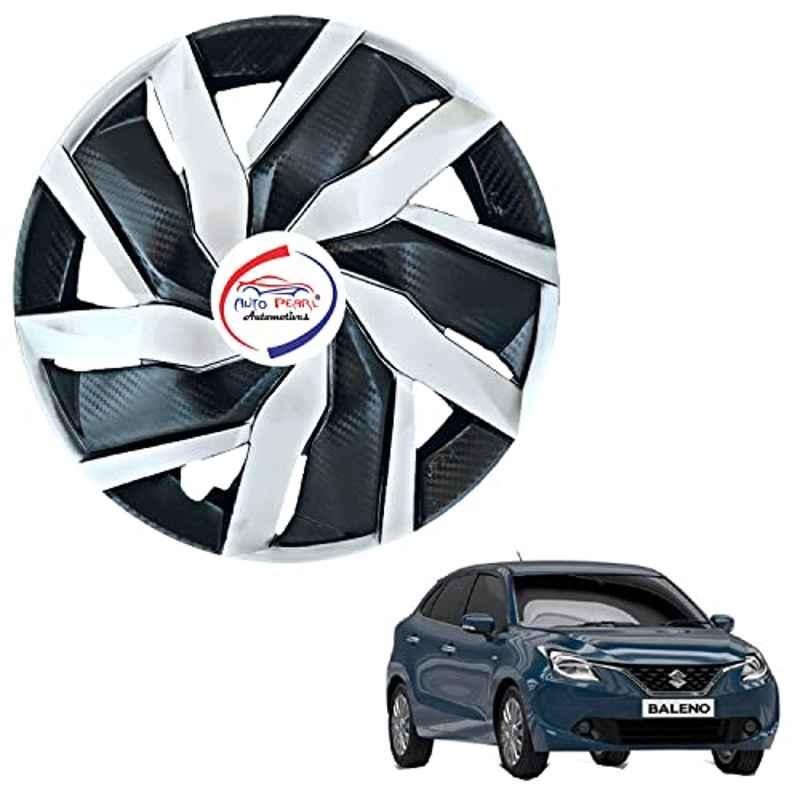Auto Pearl 4 Pcs 13 inch ABS Black & Silver EGBL17 Hubcap Wheel Cover Set with Retention Ring for Maruti Suzuki Baleno New 2015-2019