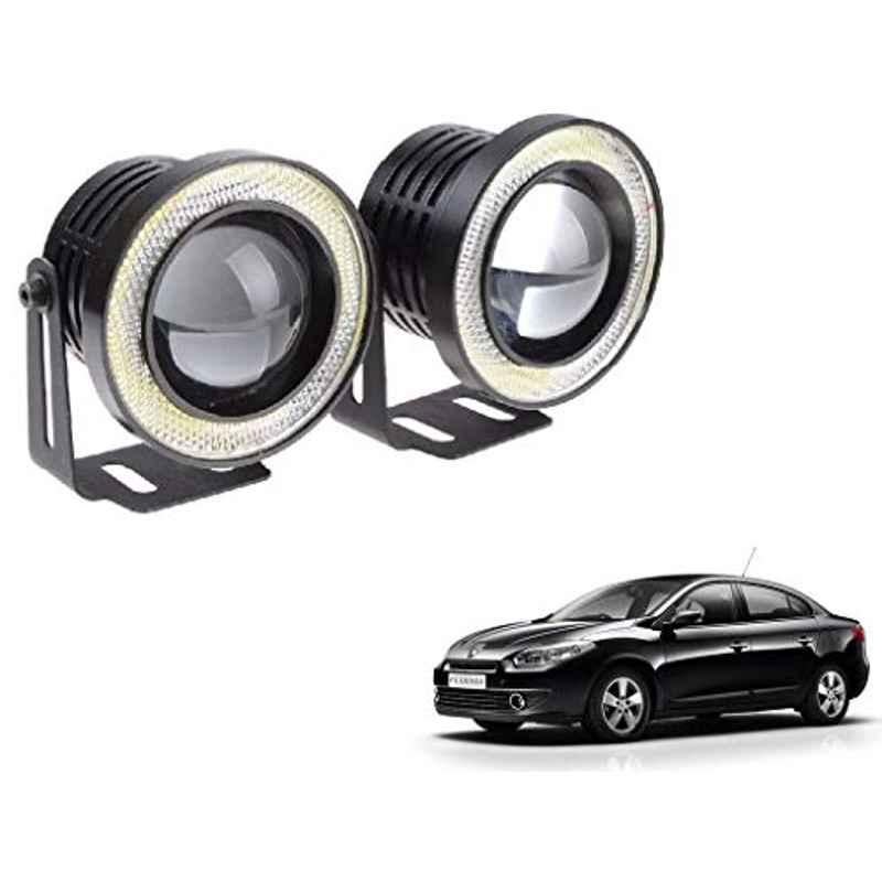 Kozdiko 2 Pcs 15W 3.5 inch High Power White LED Projector COB Fog Light Set with White Angel Eye Ring for Renault Fluence, koz_72648