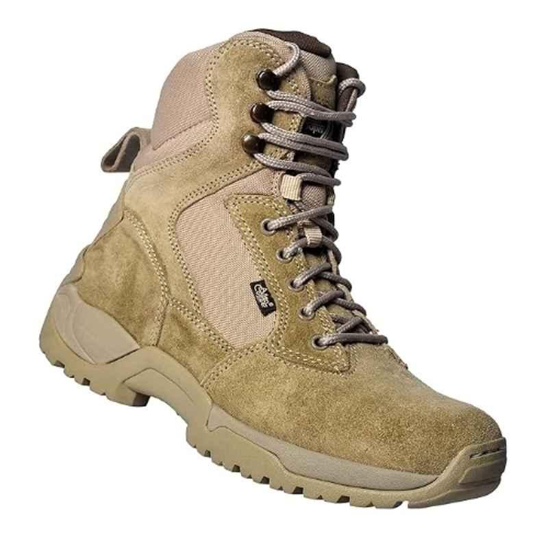 Allen Cooper Suede Leather Rubber Beige Combat Boot with Side Zip, 85071-AC6053DESERT-09, Size: 9
