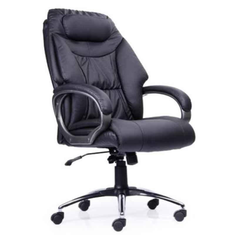 Master Labs Leatherite Black Knee Tilt Synchronic Office Chair with Fixed Arm MLF 190