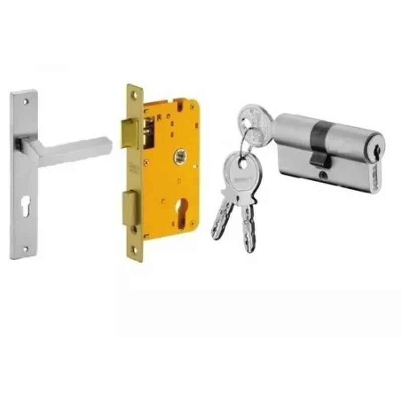 Dorset HL Series Nero 60mm Stainless Steel Door Handle Lock Set with Both Side Key Cylinder (Pack of 2)