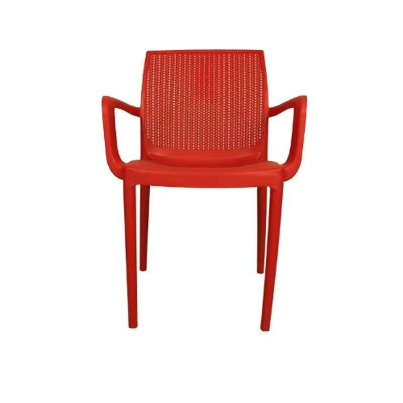 Diya Beeta Red Solid Back Plastic Chair with Arm