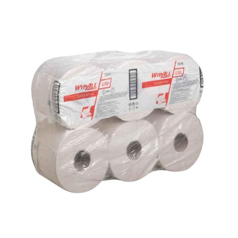 Kimberly Clark WypAll 6 Pcs L10 Essential 300m 1 Ply White Wiping Paper Rolls, 7276